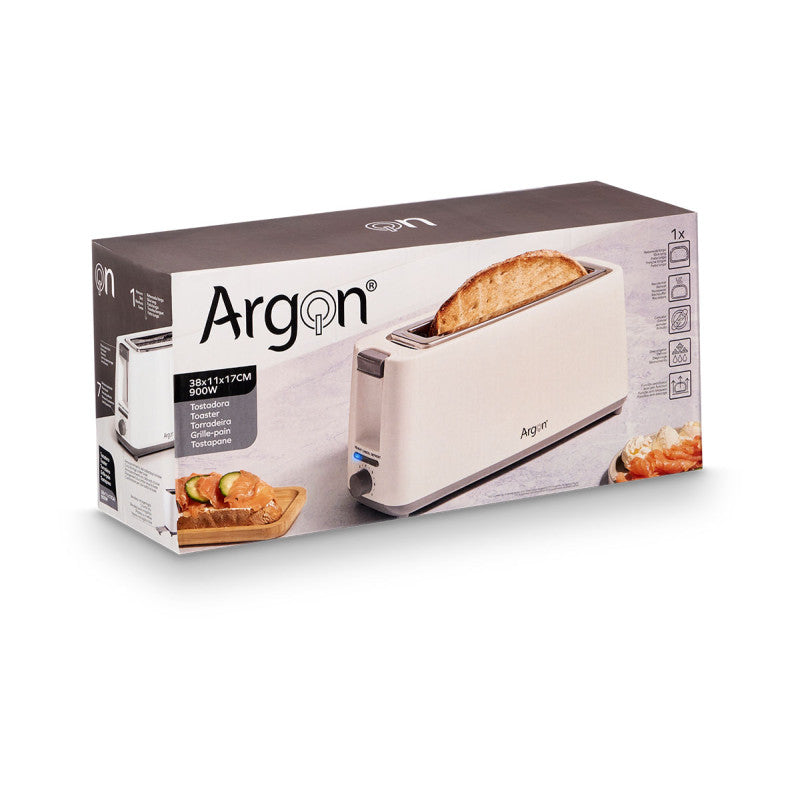Argon Grille-pain mat blanc - 1 longue fente - 900 W