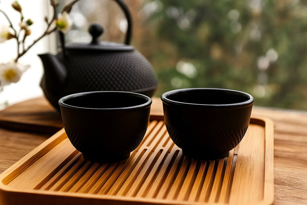 Set de tasses à thé Cookinglife - en fonte - Sakura Tea - 78 mm - 2 pièces