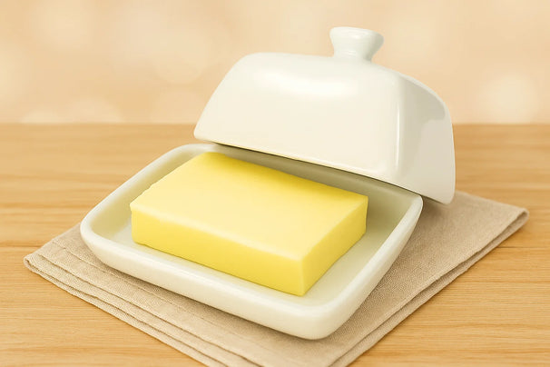 Beurrier Cookinglife - Beurrier a couvercle - En porcelaine - 10 x 7,5 cm