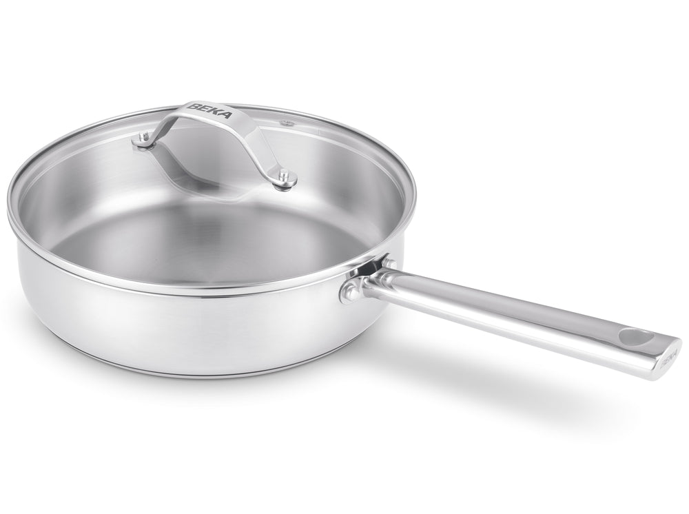 Poêle à sauter Beka - En inox 18/10 - Couvercle en verre - Cicla - Ø 24 cm