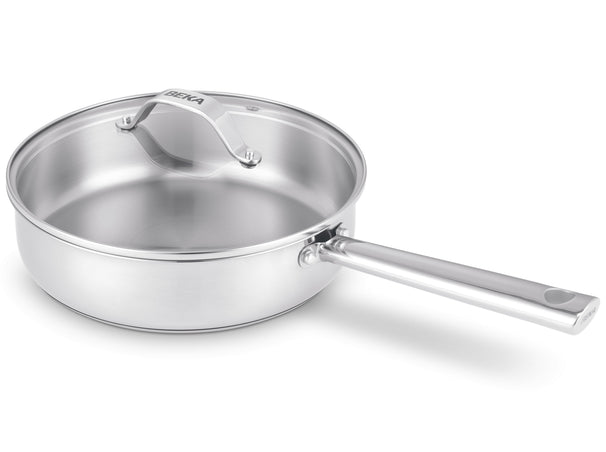 Poêle à sauter Beka - En inox 18/10 - Couvercle en verre - Cicla - Ø 24 cm
