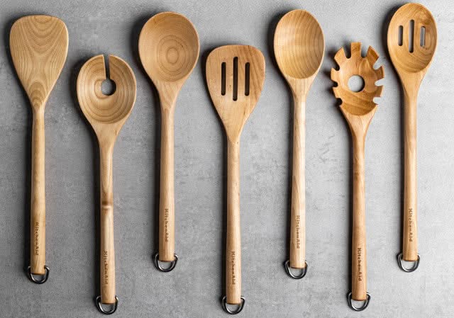 Cuillère a spaghetti KitchenAid - Cuillère a pâtes - Core - en bois - 34 cm