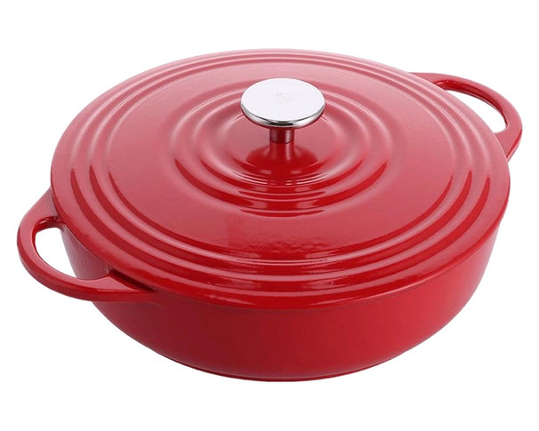 Cocotte basse en fonte BK Bourgogne Chili Red ø 28 cm - revêtement antiadhésif émaillé