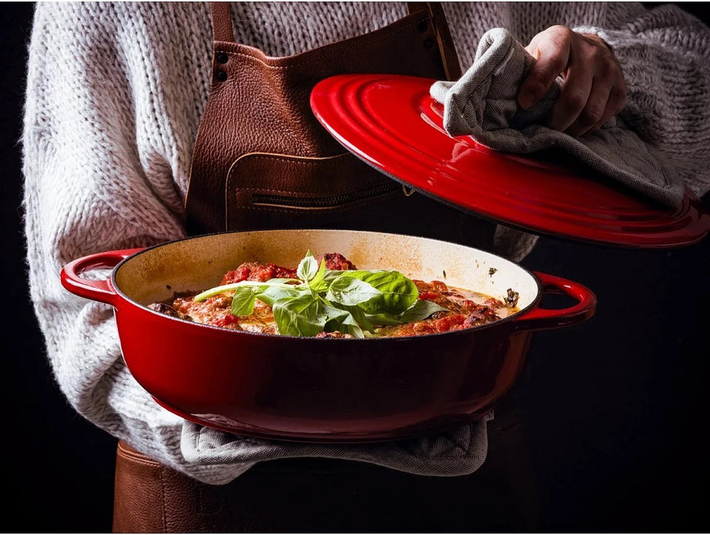 BK Lage Braadpan Bourgogne Chili Red Gietijzer ø 28 cm - sfeerbeeld 4