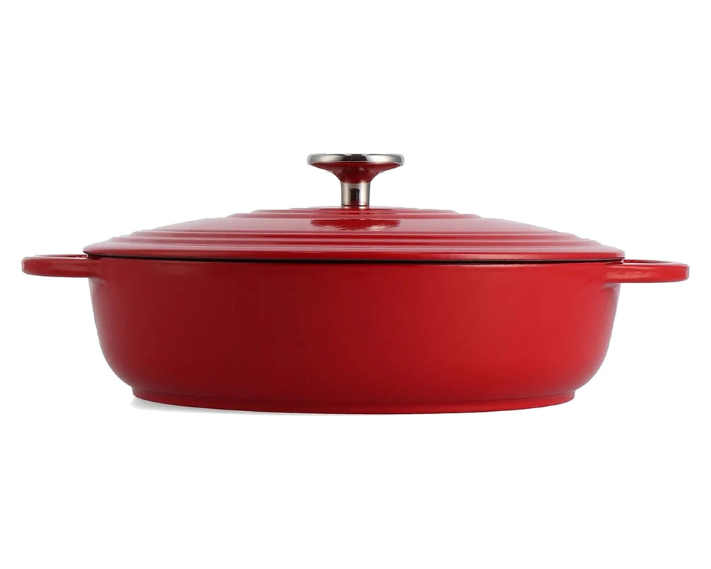 BK Lage Braadpan Bourgogne Chili Red Gietijzer ø 28 cm - zijaanzicht