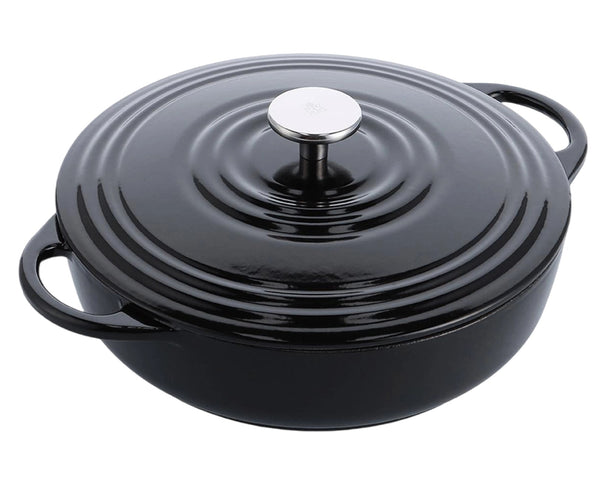 Cocotte basse en fonte BK Bourgogne Jet Black ø 28 cm - revêtement antiadhésif émaillé