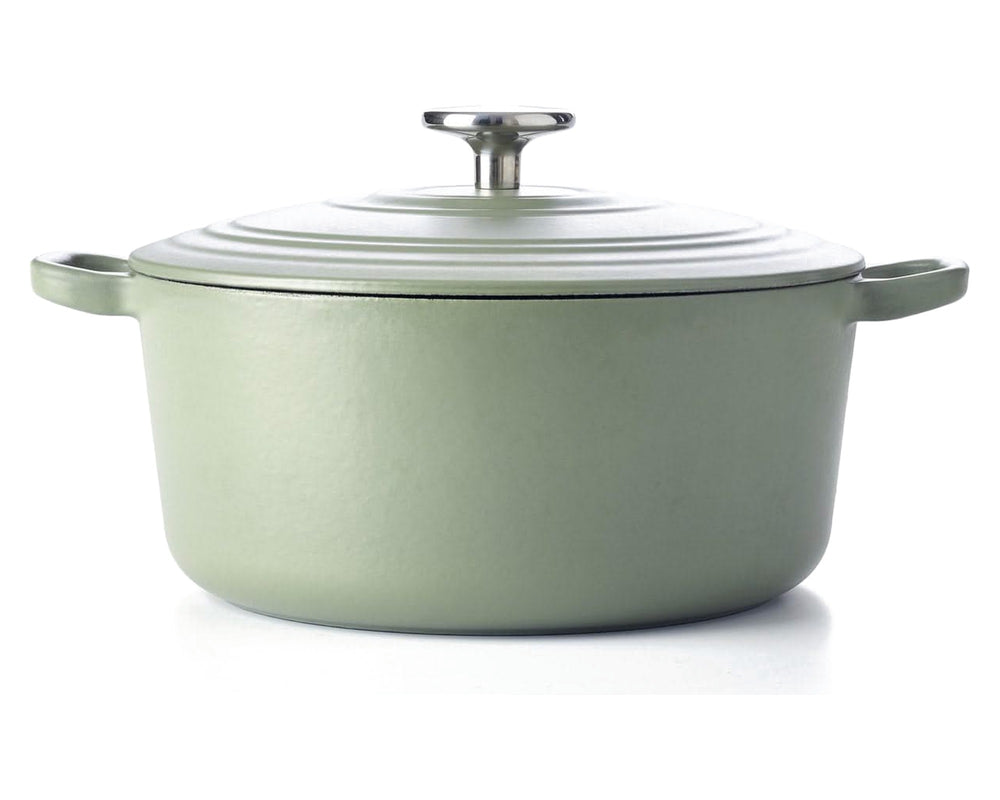 BK Braadpan Bourgogne Olive Green Gietijzer ø 24 cm / 4.2 Liter - zijaanzicht