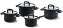 Ensemble de casseroles BK  Flow Cool Noir - 4 pièces - en inox - casseroles ø 16, 18, 20 & 16 cm 