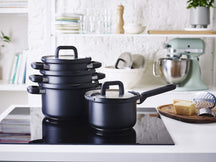 Ensemble de casseroles BK  Flow Cool Noir - 4 pièces - en inox - casseroles ø 16, 18, 20 & 16 cm 