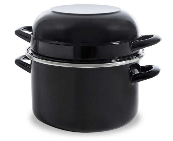 Marmite à moules émaillée BK Fortalit Noir ø 22 cm / 5 Litres - revêtement antiadhésif émaillé