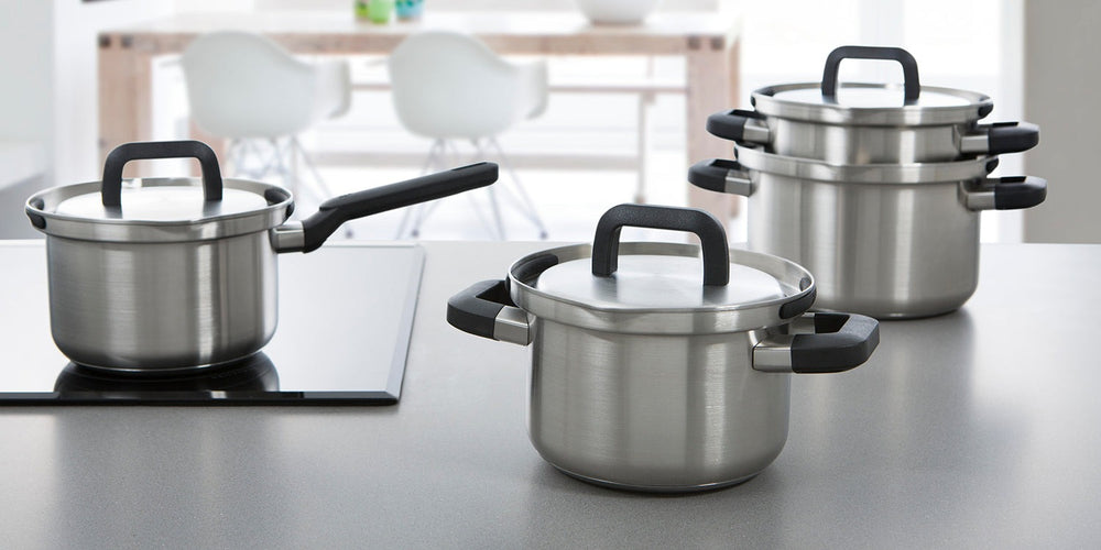 BK Pannenset Flow Cool RVS 4-delig - Kookpan ø 16, 18 & 20 cm & Steelpan ø 16 cm - sfeerbeeld 1