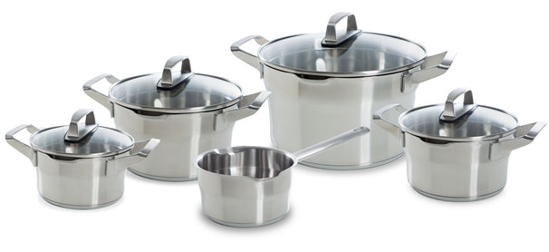 Batterie de cuisine BK Premium+ Inox 5 pièces - Faitouts ø 16, 18 & 20 cm, Casserole ø 16 cm & Marmite ø 24 cm