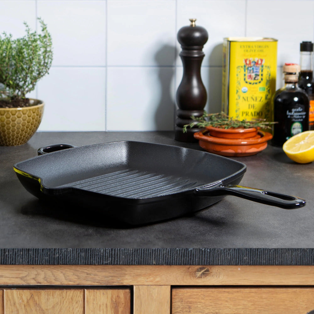 Poêle-gril BK Bourgogne Jet Black Fonte 26 x 26 cm - émaillée antiadhésive