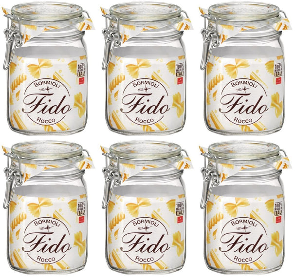 Ensemble de bocaux Bormioli Rocco - Bocaux Weck - Fido - 1 litre - 6 pièces