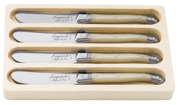 Set de couteaux a beurre Laguiole Style de Vie - en inox - Nacre - 4 pièces