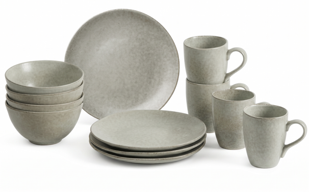 Ensemble de petit-déjeuner Broste Copenhagen Nordic Marsh 12 pièces / 4 personnes - 4 assiettes à petit-déjeuner, 4 bols et 4 tasses