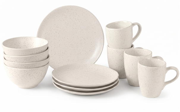 Ensemble de petit-déjeuner Broste Copenhagen Nordic Vanilla 12 pièces / 4 personnes - 4 assiettes à petit-déjeuner, 4 bols et 4 tasses