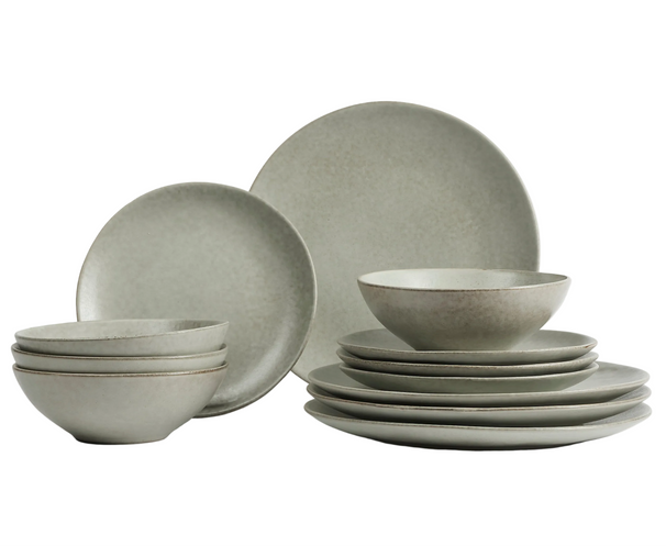 Ensemble de vaisselle Broste Copenhagen Nordic Marsh 12 pièces / 4 personnes - 4 assiettes à diner, 4 assiettes à petit-déjeuner et 4 bols