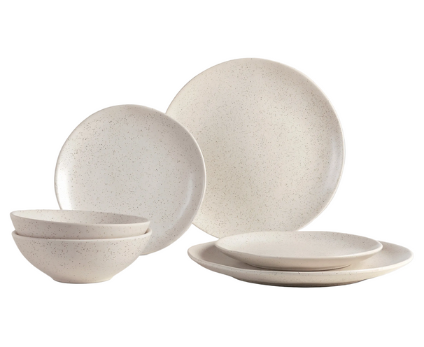 Ensemble de vaisselle Broste Copenhagen Nordic Vanilla 6 pièces / 2 personnes - 2 assiettes à diner, 2 assiettes à petit-déjeuner et 2 bols