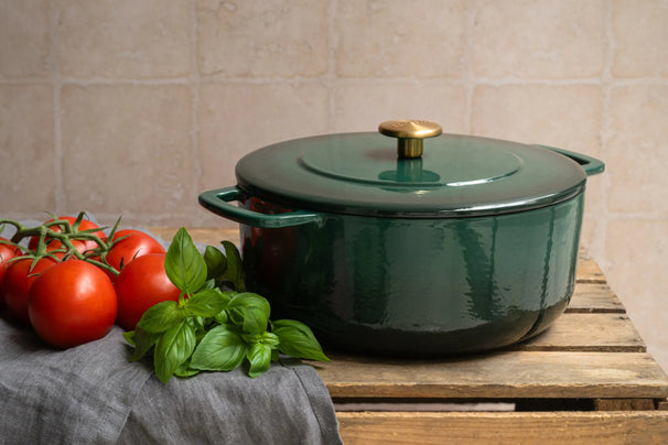 Cocotte avec couvercle en fonte Combekk Holly Green ø 24 cm / 3,8 Litres - couche émaillée antiadhésive