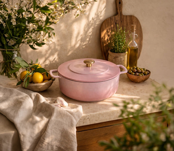 Cocotte en fonte Combekk Pink ø 24 cm / 3,8 Litres - revêtement émaillé antiadhésif