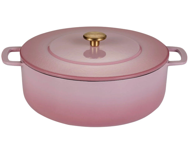 Cocotte avec couvercle en Fonte Combekk Rose ø 28 cm / 5,3 Litres - couche émaillée antiadhésive