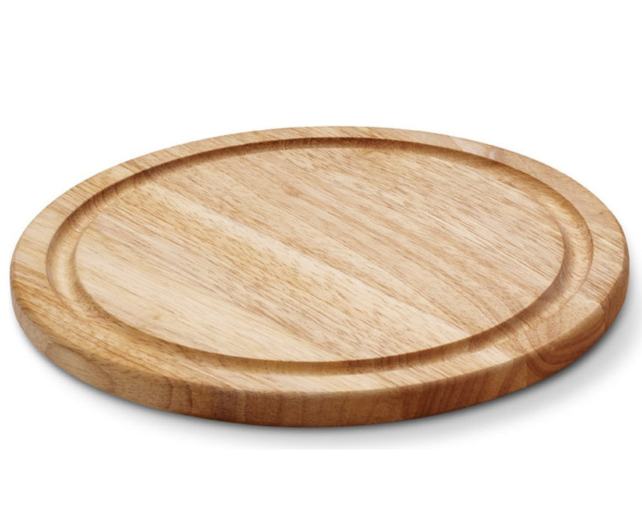 Continenta Houten Pizzaplank / Serveerplank met Sapgeul - Rubberhout - ø 25 cm