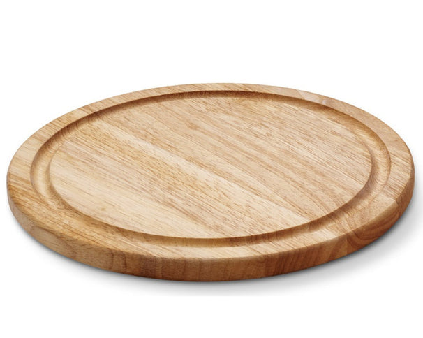 Planche à pizza en bois / Planche de service avec rigole Continenta - Bois de caoutchouc - ø 25 cm