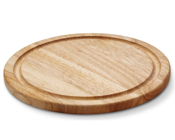 Planche à pizza en bois / Planche de service avec rigole Continenta - Bois de caoutchouc - ø 30 cm