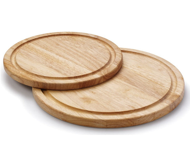 Planche à pizza en bois / Planche de service avec rigole Continenta - Bois de caoutchouc - ø 30 cm