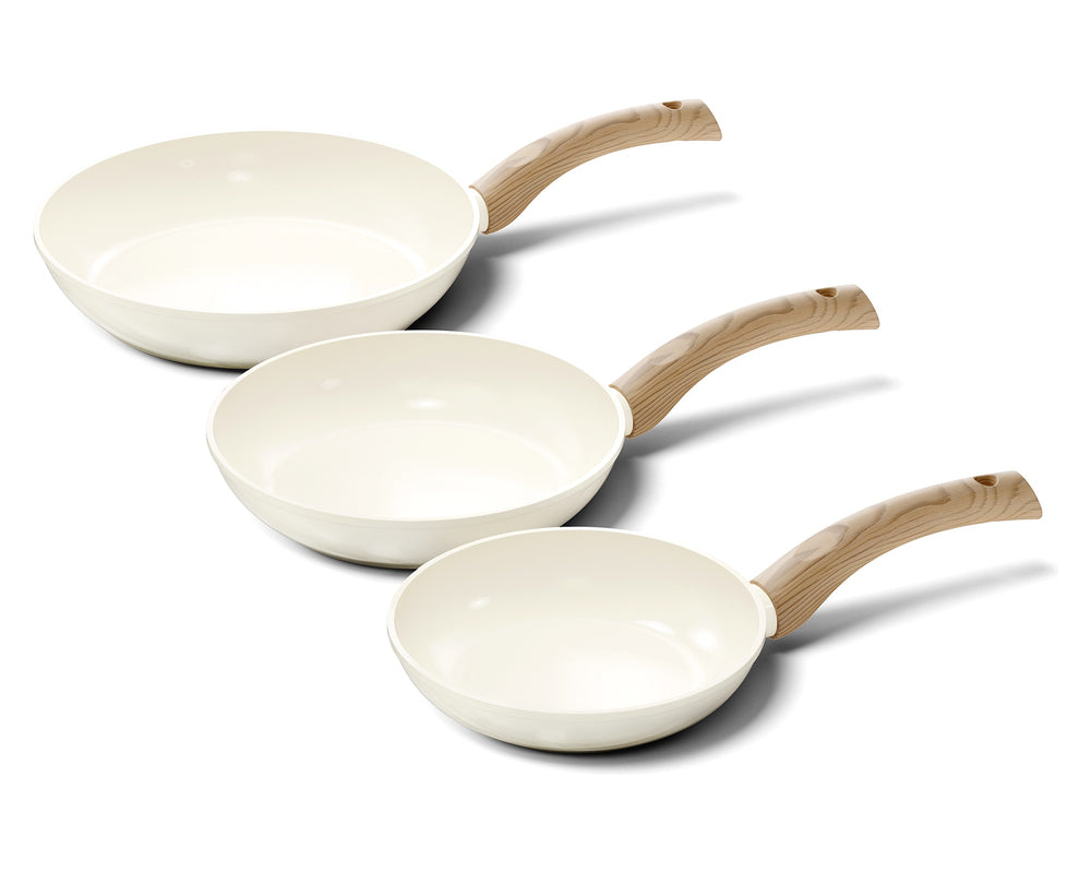 Cook & Pan Koekenpannenset Go Ivory Crème 3-delig - ø 20, 24 & 28 cm