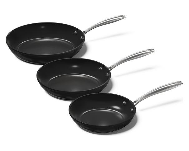 CP Batterie de cuisine poêles Signature Noir 3 pièces - ø 20, 24 & 28 cm - revêtement antiadhésif céramique