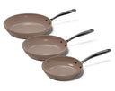 CP Batterie de cuisine poêles Taupe of Mind 3 pièces - ø 20, 24 & 28 cm - revêtement antiadhésif en céramique