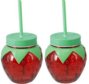 Set de verres a eau Cookinglife - Verres a cocktail - Fraise - 100 mm - 2 pièces