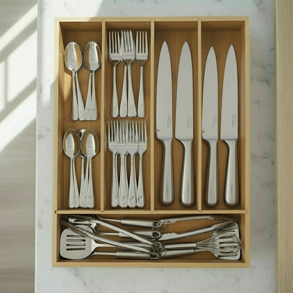 Plateau à couverts Cookinglife - Range-couverts - en bambou - 35 x 26 x 5 cm