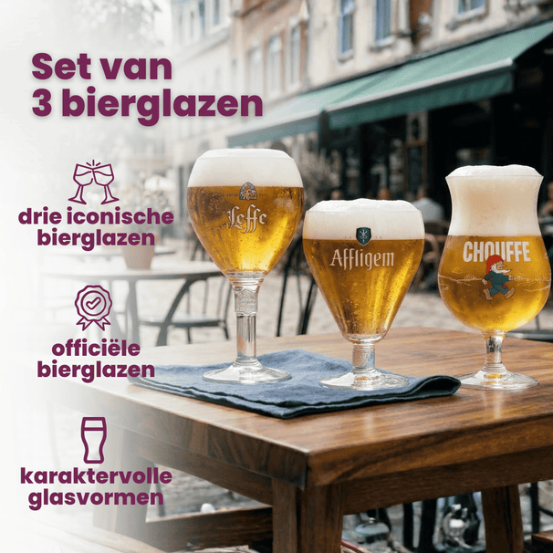 Set de verres à bière Leffe - Verres à dégustation - 330/300/250 ml - 3 pièces