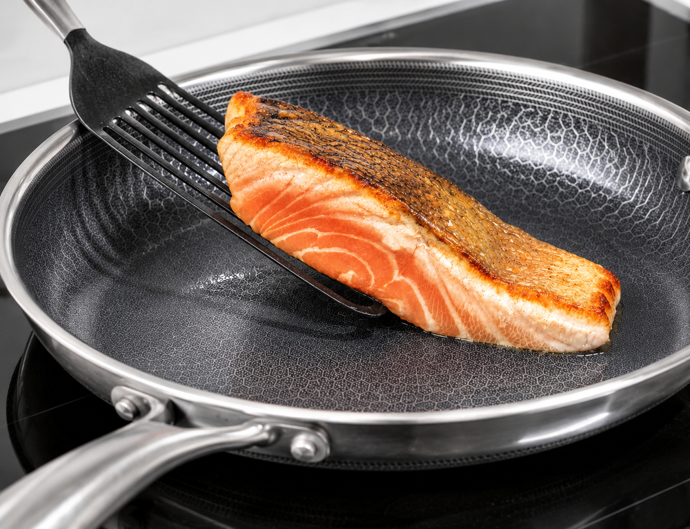 Batterie de cuisine Poêle Cookinglife HexaCook Hybride 2 pièces - ø 24 & 28 cm - ANTI-ADHÉSIF - compatible avec toutes les sources de chaleur - revêtement antiadhésif en céramique