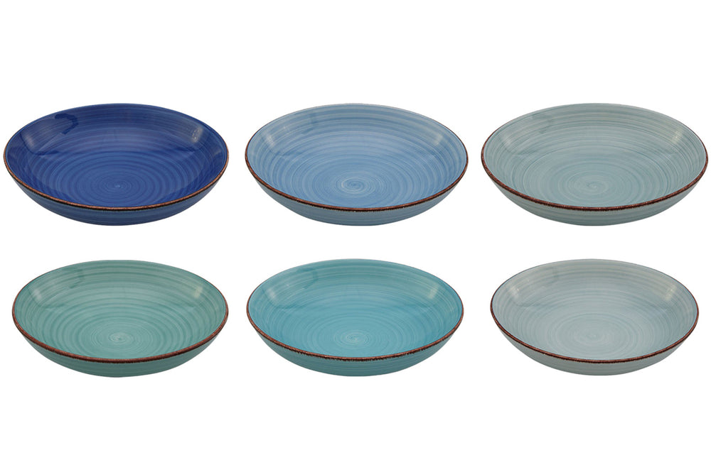 Set d'assiettes à pâtes Cookinglife - Creux - Delice Blue - 23 cm - 6 pièces