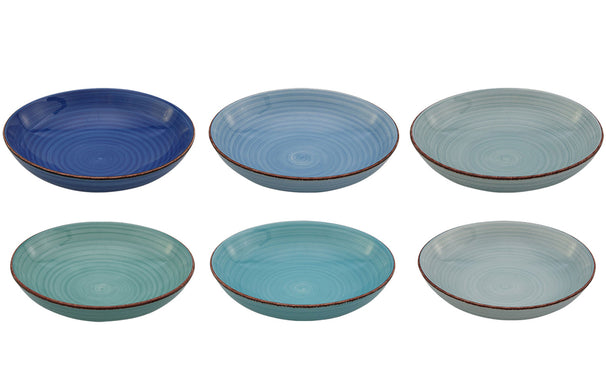 Set d'assiettes à pâtes Cookinglife - Creux - Delice Blue - 23 cm - 6 pièces