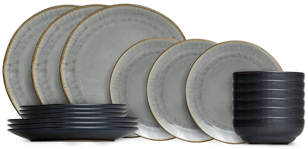 Ensemble de vaisselle Cookinglife - 6 personnes - Nola Warm Grey - 18 pièces