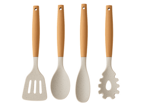 Set de cuisine Cookinglife - Ustensiles cuisson - en silicone et bois - 4 pièces