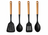 Set de spatules Cookinglife - en bois et en silicone - Noir - 32-36cm - 4 pièces