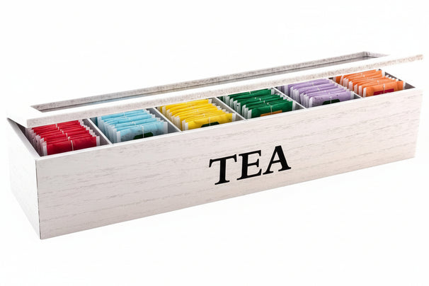Boîte à thé Cookinglife - Couvercle en verre - Sakura Tea - 6 compartiments