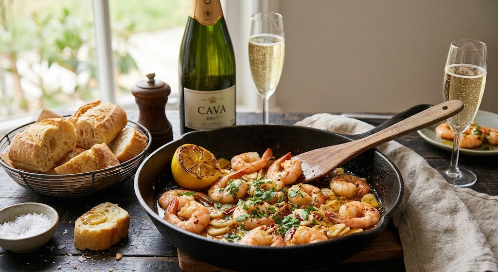 Gambas juteuses à l'ail, au piment et une touche de citron. Prêtes en quinze minutes.