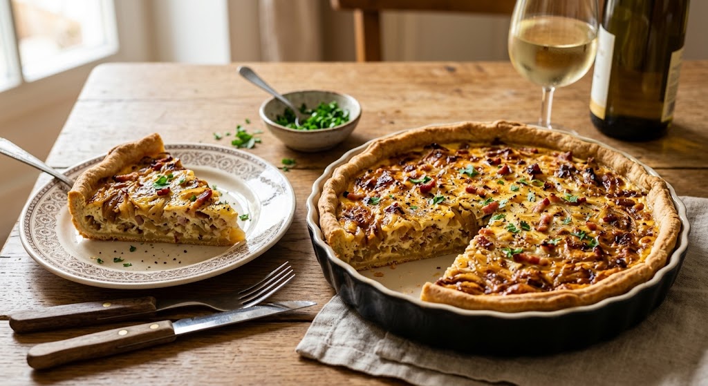 La tarte salée aux oignons d'Alsace que vous voudrez cuire tout de suite