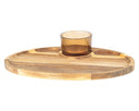 Cosy & Trendy Planche à apéritif avec bol en verre Soluna 2 pièces - Bois d'acacia - 35 x 25 cm