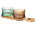 Cosy & Trendy Planche à apéritif avec bols en verre Soluna 3 pièces - Bois d'acacia - 27,5 x 10 cm
