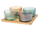 Cosy & Trendy Planche à apéritif avec bols en verre Soluna 5 pièces - Bois d'acacia - 20 x 20 cm