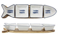 Cosy & Trendy Borrelplank met Schaaltjes Branzino 5-delig - Wit & Blauw - 37 x 9.5 cm