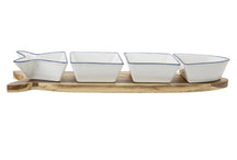 Cosy & Trendy Borrelplank met Schaaltjes Branzino 5-delig - Wit & Blauw - 37 x 9.5 cm - zijaanzicht